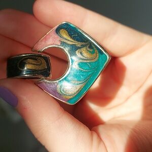 Vintage Statement Earrings Multicolour Swirl Diamonds